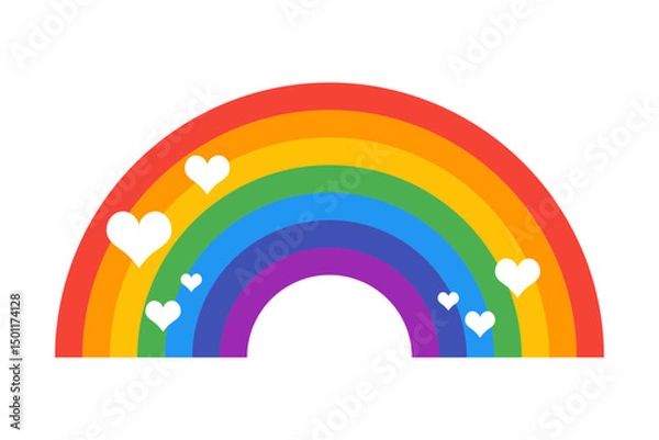 Obraz Colorful rainbow heart flat icon for apps and websites, Vector illustration 