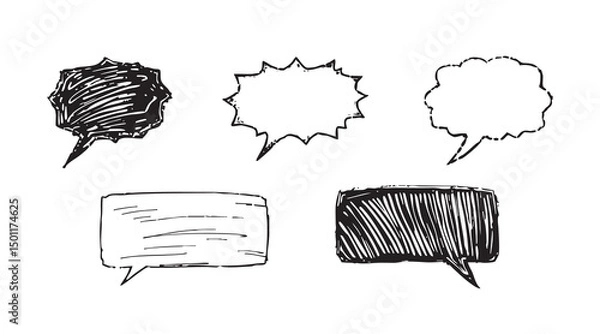 Obraz Hand drawn speech bubble set on white background