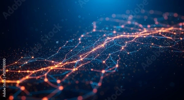Obraz Connected network with glowing nodes representing technology and data