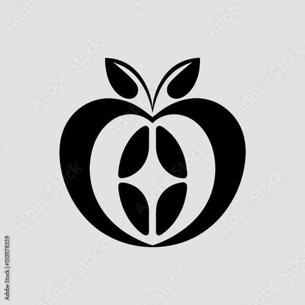 Obraz apple with leaf vector illustrations 