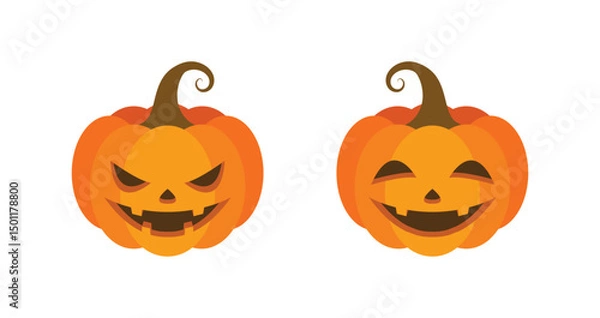 Obraz Vector Flat halloween pumpkins collection