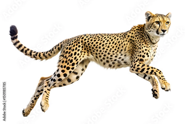 Obraz running cheetah on isolated white background,PNG