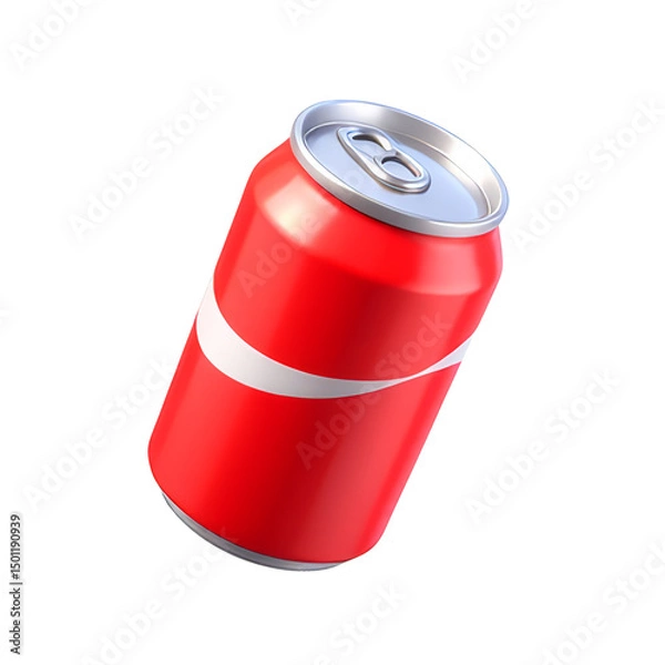 Fototapeta Red Soda Can with Silver Top 3D Icon – Glossy Minimal Emoji Style, Isolated PNG object