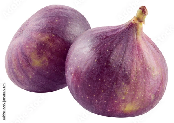 Obraz Fig isolated png. Two figs on white or transparent background. Fresh whole fig no background. Full depth of field. Transparent png.