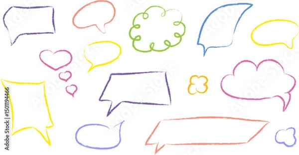 Fototapeta Vector illustration of a chalk-style speech bubble on a textured background. Hand-drawn doodle design, perfect for retro labels, or creative communication templates. Editable and scalable for various