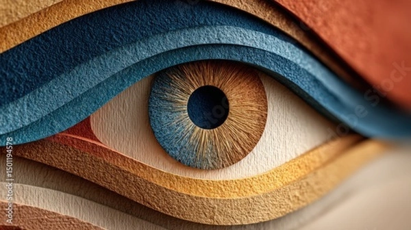 Fototapeta Abstract representation of a human eye with smooth shapes in distinct colors