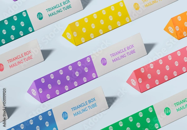 Obraz Triangle Mailing Tube Box Mockup - Isometric Composition