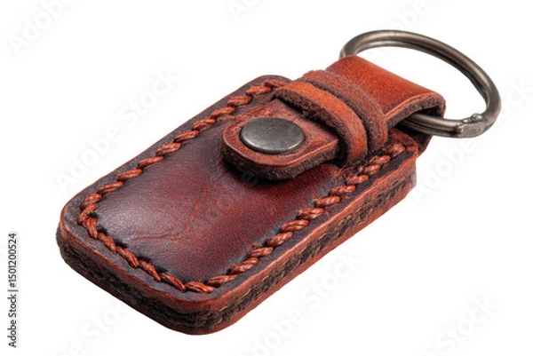 Obraz Leather keychain, stitched isolated on transparent background