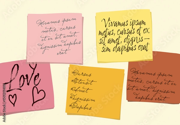 Obraz Customizable Sticky Notes Mockup Set