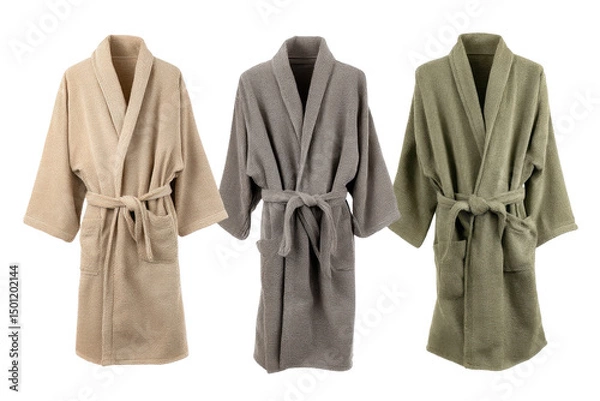 Obraz Three plush bathrobes isolated on transparent background