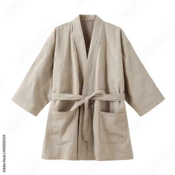 Obraz Beige short kimono robe isolated on transparent background