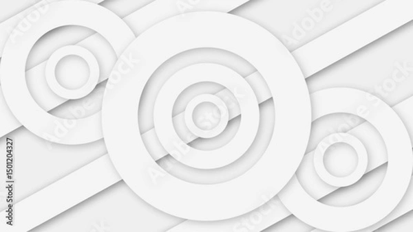 Fototapeta Circle 3D radial pattern, paper cut layer effect, white background