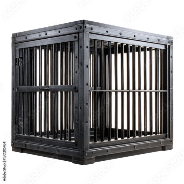 Obraz Ornate, metal-barred cage isolated on transparent background