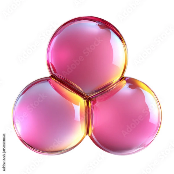 Obraz Connected glossy spheres isolated on transparent background