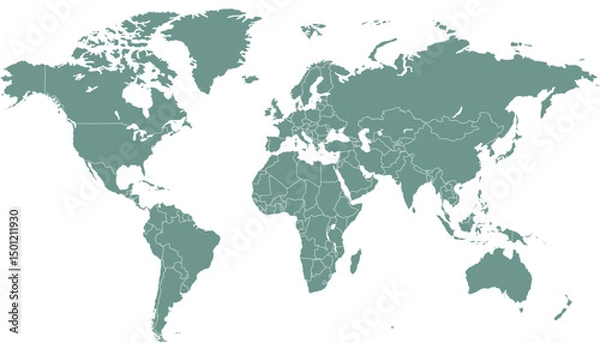 Obraz World map. Grey modern vector map. Silhouette map
