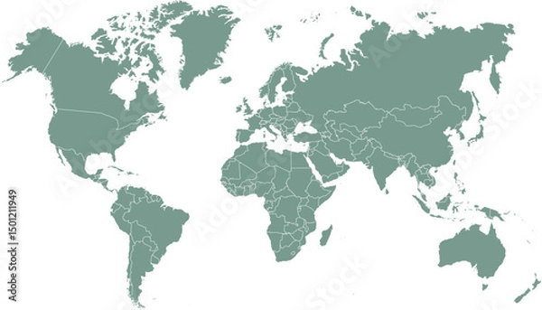 Obraz World map. Grey modern vector map. Silhouette map