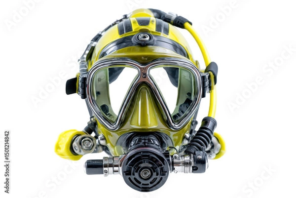 Obraz Yellow diver helmet gear isolated on transparent background