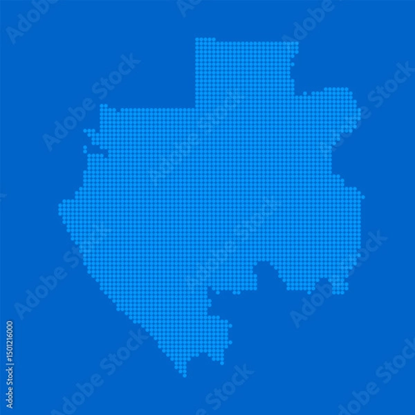 Fototapeta Blue halftone dot outline map background of Gabon