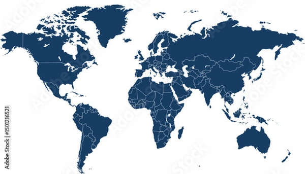 Obraz World map. Blue modern vector map. Silhouette map
