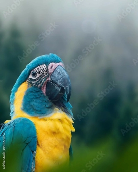 Obraz Close up of Blue-and-yellow Macaw. Bright colors and tropical beauty.