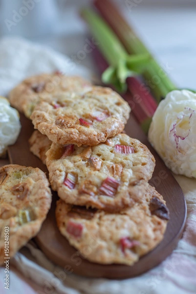Obraz Chocolate chip cookies with rhubarb