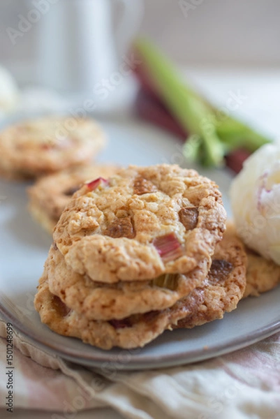 Obraz Chocolate chip cookies with rhubarb