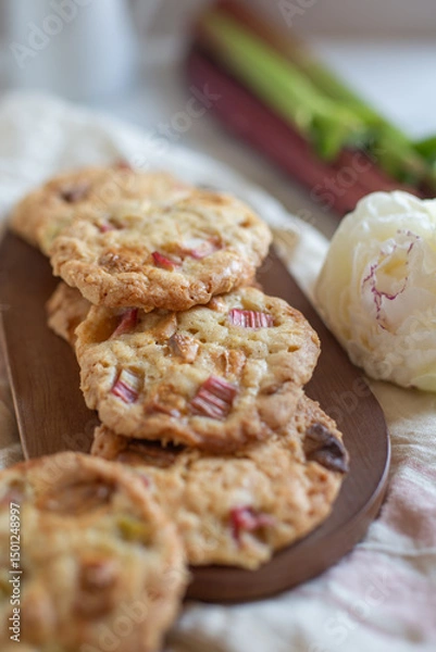 Obraz Chocolate chip cookies with rhubarb