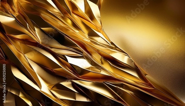 Fototapeta ギザギザの金色の紙、表面はなめらか、スタイリッシュな背景画像 Generated by AI