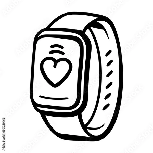 Obraz Fitness tracker watch with heart rate icon on a white background  