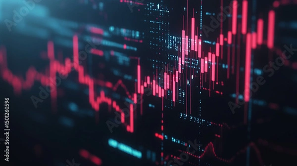 Fototapeta Stock market or forex trading graph in graphic trend