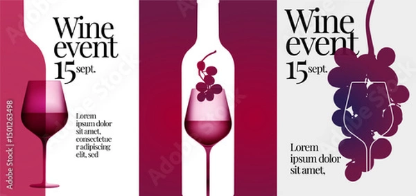 Fototapeta wine design template – banner, card or invitation with minimalist background