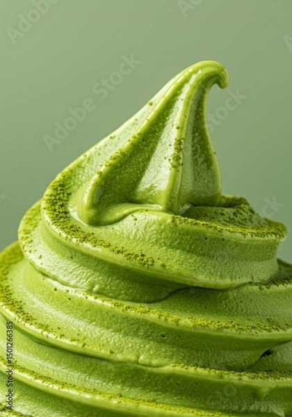 Obraz Close-Up of Creamy Matcha Soft Serve Ice Cream