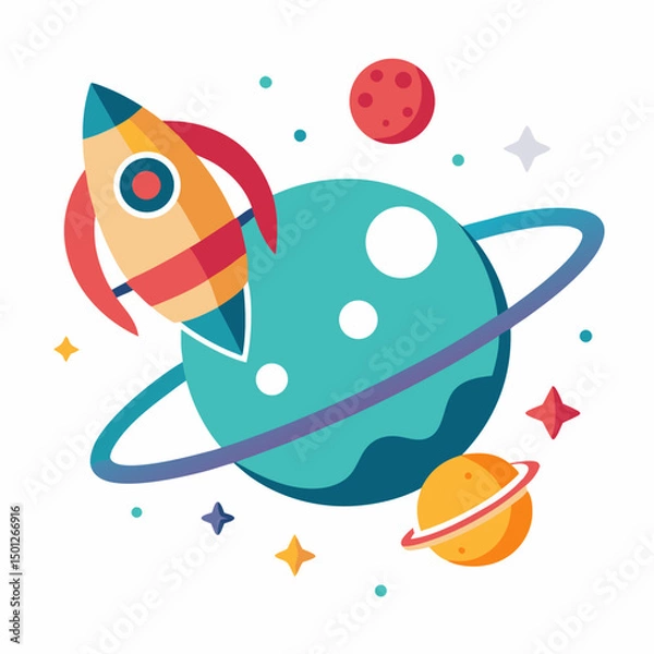 Fototapeta space rocket cartoon