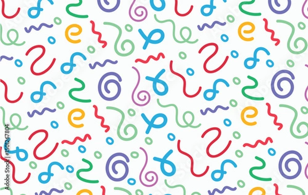 Fototapeta Abstract Color Lines. Gradient Shape Waves Pattern on white Background. Fun kid doodle design....