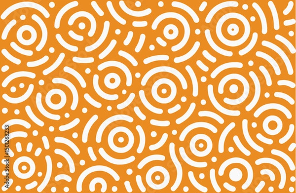 Fototapeta Memphis geometric seamless pattern. Abstract background in retro 80s, 90s style with various shapes: circles, semicircles, dots, zigzags, spirals, wavy lines. 