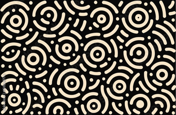 Obraz Memphis geometric seamless pattern. Abstract background in retro 80s, 90s style with various shapes: circles, semicircles, dots, zigzags, spirals, wavy lines. 