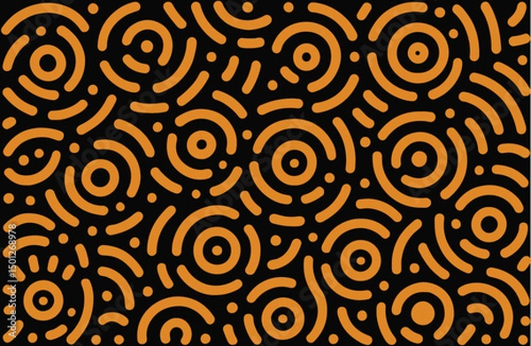 Obraz Memphis geometric seamless pattern. Abstract modern background with circles, curves, short rounded lines and dots...