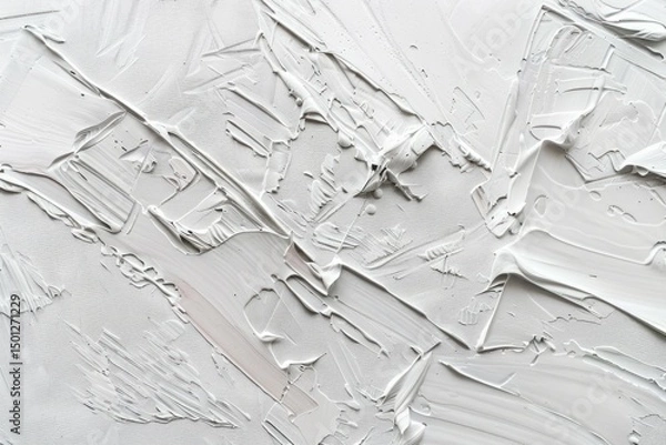 Obraz Photo of Many rough white smears of acrylic oil paint on flat surface. Background texture for backdrops or mapping