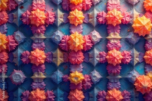 Fototapeta Geometric shapes, perfectly aligned, endless repeat, tile, background
