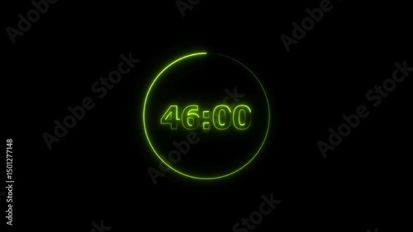 Obraz Digital countdown timer neon bright magenta red color animation of 36 second transparent on black background. 36 seconds digital timer animation.