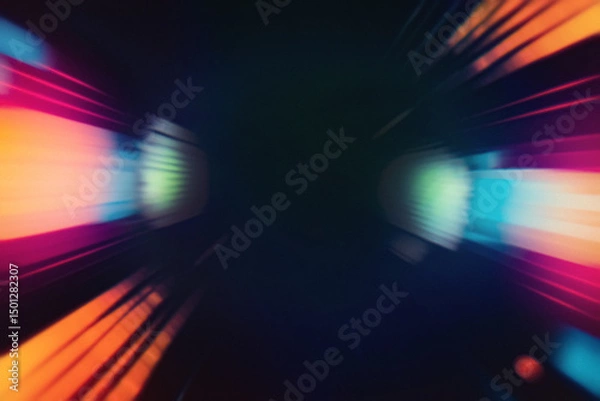 Obraz Colored Dance Portal Overlays with Dynamic Light Effects, Futuristic Motion Patterns, and Vibrant Neon Glows – Modern Cyberpunk Design for Nightlife and Creative Visual Projects