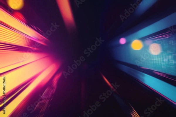 Obraz Colored Dance Portal Overlays with Dynamic Light Effects, Futuristic Motion Patterns, and Vibrant Neon Glows – Modern Cyberpunk Design for Nightlife and Creative Visual Projects
