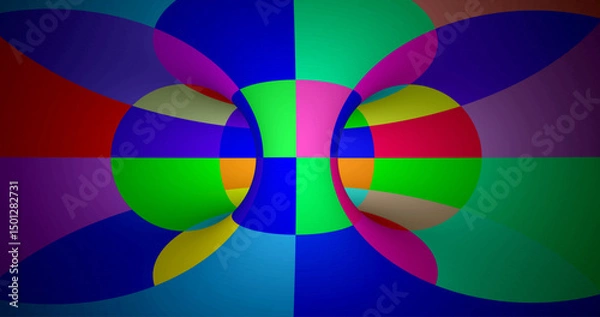 Obraz Vector colorful striped pattern that creates a 3D optical illusion with curved and distorted lines. This abstract design is perfect for modern art, visual effects or unique creative projects.