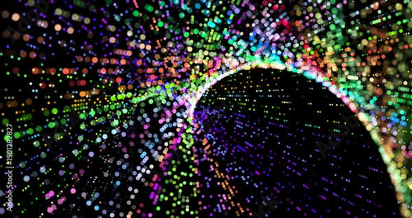 Obraz Abstract background with stripes of different colors and gradients. Particles in motion. technologies. Vector illustration