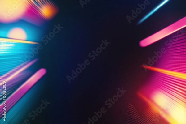 Obraz Colored Dance Portal Overlays with Dynamic Light Effects, Futuristic Motion Patterns, and Vibrant Neon Glows – Modern Cyberpunk Design for Nightlife and Creative Visual Projects