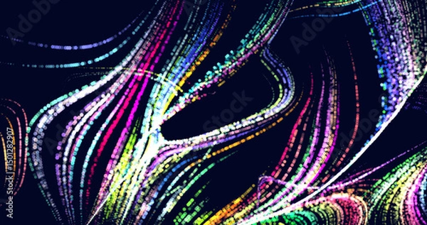 Fototapeta Abstract background with stripes of different colors and gradients. Particles in motion. technologies. Vector illustration