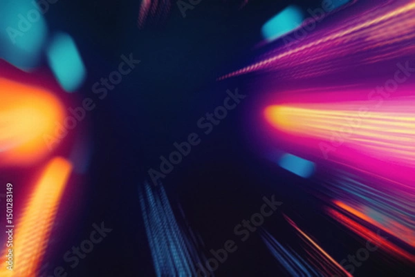 Obraz Colored Dance Portal Overlays with Dynamic Light Effects, Futuristic Motion Patterns, and Vibrant Neon Glows – Modern Cyberpunk Design for Nightlife and Creative Visual Projects