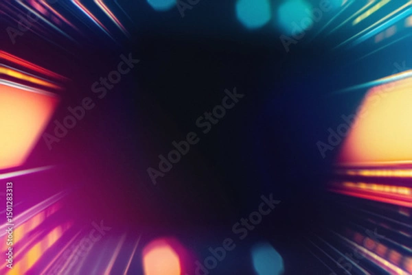 Obraz Colored Dance Portal Overlays with Dynamic Light Effects, Futuristic Motion Patterns, and Vibrant Neon Glows – Modern Cyberpunk Design for Nightlife and Creative Visual Projects