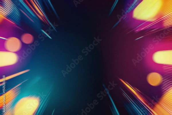 Obraz Colored Dance Portal Overlays with Dynamic Light Effects, Futuristic Motion Patterns, and Vibrant Neon Glows – Modern Cyberpunk Design for Nightlife and Creative Visual Projects