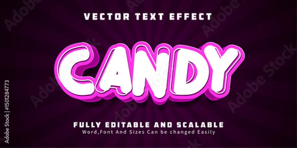 Fototapeta Candy text effect editable pink and soft text style